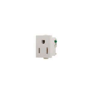15 Amp Snap-In Single Receptacle w/ Quick Connect, 2-Pole, 3-Wire, 125V, White