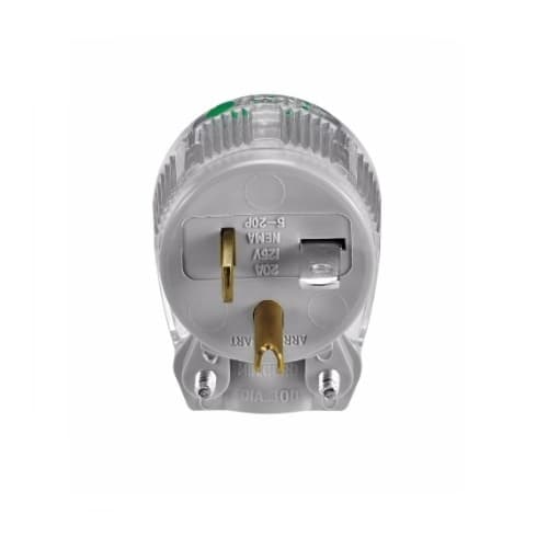 Eaton Wiring 15 Amp Straight Blade Plug w/ Safety Grip, Angled, 2-Pole, 3-Wire, 250V, Clear