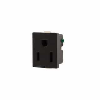 15 Amp Snap-In Receptacle, Square, Black