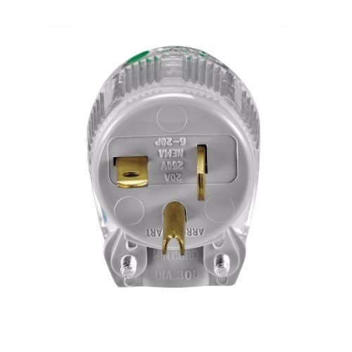 Eaton Wiring 15 Amp Straight Blade Plug w/ Safety Grip, Angled, 2-Pole, 3-Wire, 125V, Clear