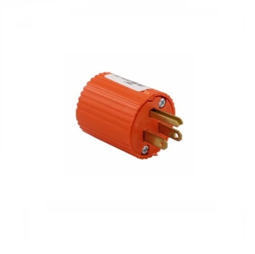 15 Amp Electric Plug, Thermoplastic, Orange