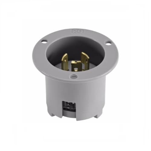 20 Amp Flanged Inlet, Non-NEMA, Industrial, Grey