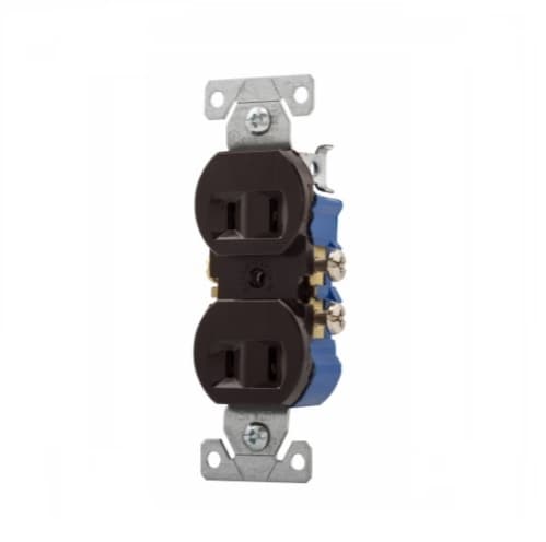 15 Amp Duplex Receptacle, Non-grounded, NEMA 1-15R, Brown