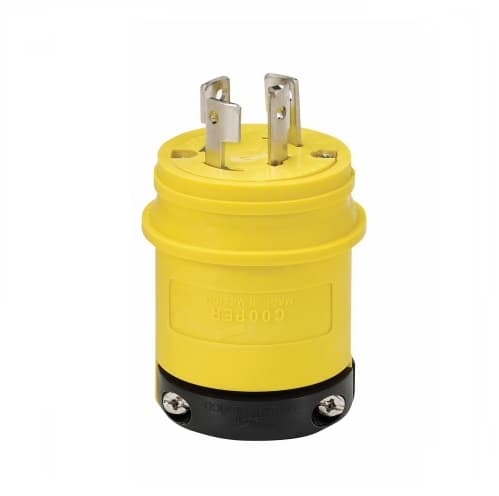 20 Amp Locking Plug, Insulated, Non-NEMA, Yellow
