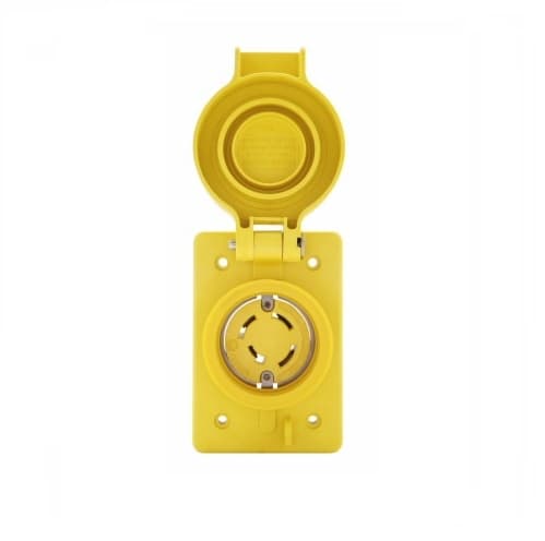 20 Amp Locking Receptacle, Watertight, Non-NEMA, Yellow