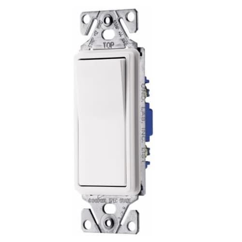 15 Amp Decorator Switch, 3-Way, 14-12 AWG, 120V-277V, White