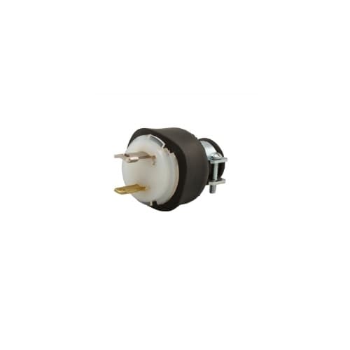 15 Amp Locking Device Plug, 2-Pole, 2-Wire, 125V, Black