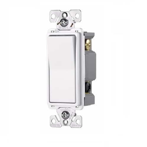 15 Amp 3-Way Rocker Switch, Commercial Grade, White