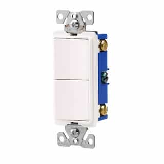 Eaton Wiring 15 Amp Rocker Switch, (2) Single Pole, 120V, White, SP