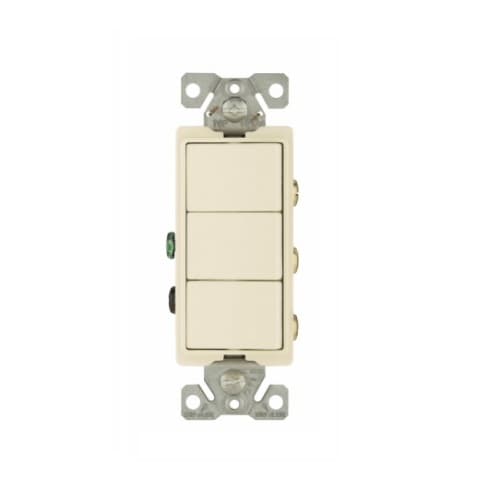 Eaton Wiring 15 Amp Rocker Switch, Single Pole (3), 3-Way, 120V, Light Almond