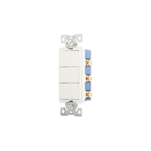 Eaton Wiring 15 Amp Rocker Switch, Single Pole (3), 120V, White
