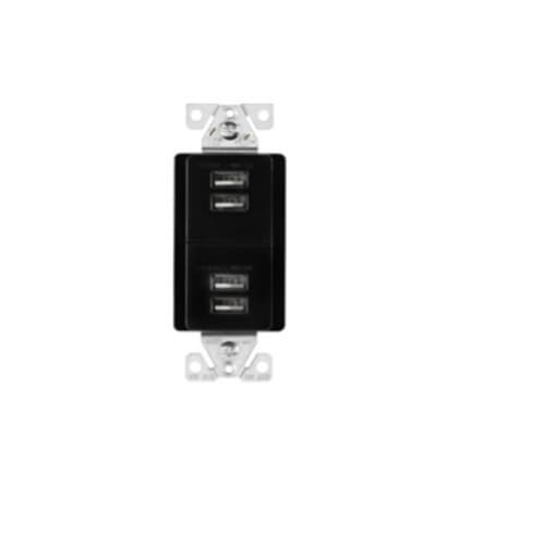 Eaton Wiring 5 Amp 4-Port USB Charging Station, Type A, Black