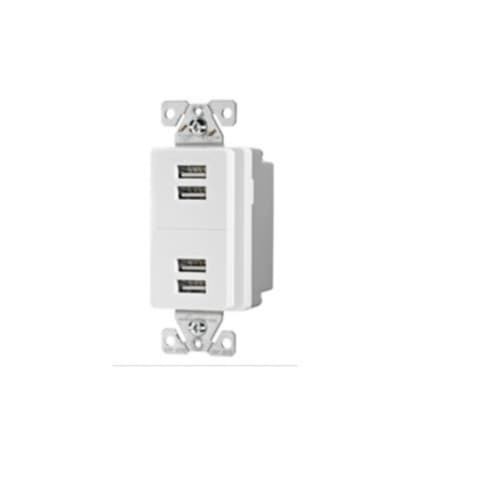 5 Amp 4-Port USB Charging Station, Type A, White