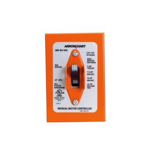 Eaton Wiring 30 Amp Motor Controller w/ NEMA 1 Enclosure, Manual, 600V, Orange