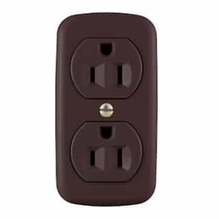 15 Amp Duplex Receptacle, Surface Mount, 2-Pole, 3-Wire, #14 to 10 AWG, 125V, Brown
