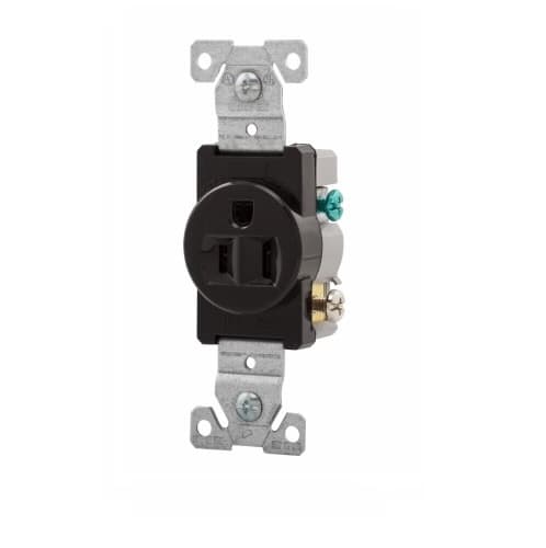 Eaton Wiring 15 Amp 2P3W Single Receptacle, Commercial Grade, Black