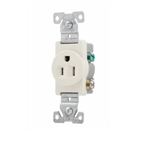 15 Amp 2P3W Single Receptacle, Commercial Grade, Light Almond