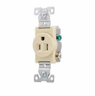 15 Amp 2P3W Single Receptacle, Commercial Grade, Ivory