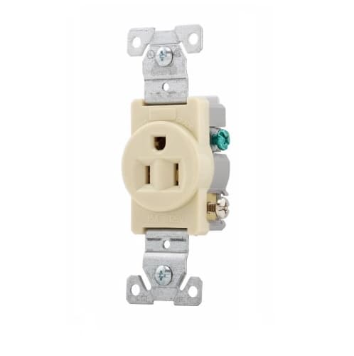 Eaton Wiring 15 Amp 2P3W Single Receptacle, Commercial Grade, Ivory