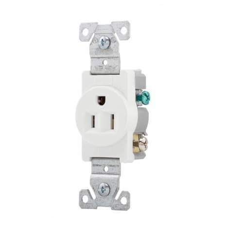 Eaton Wiring 15 Amp 2P3W Single Receptacle, Commercial Grade, White