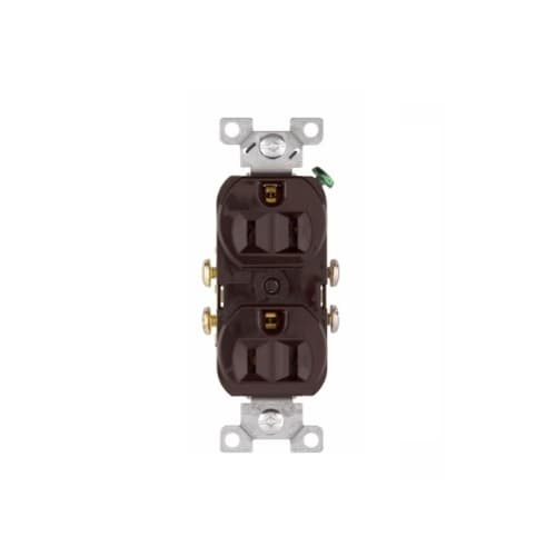15 Amp Duplex Receptacle, 2-Pole, 3-Wire, #14-10 AWG, 125V, Brown