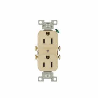 15 Amp Duplex Receptacle, 2-Pole, 3-Wire, #14-10 AWG, 125V, Ivory