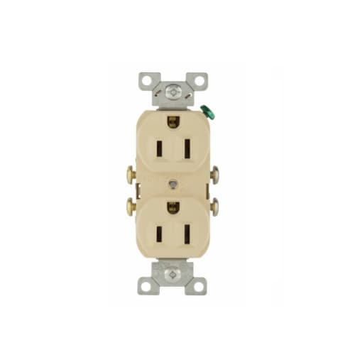 Eaton Wiring 15 Amp Duplex Receptacle, 2-Pole, 3-Wire, #14-10 AWG, 125V, Ivory