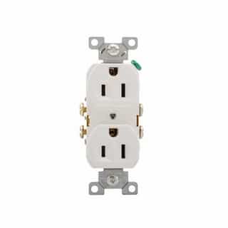 Eaton Wiring 15 Amp Duplex Receptacle, 2-Pole, 3-Wire, #14-10 AWG, 125V, White