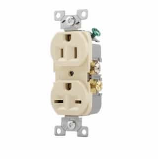 Eaton Wiring 15 Amp Dual Voltage Duplex Receptacle, Commercial Grade, Ivory