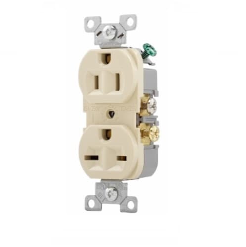 15 Amp Dual Voltage Duplex Receptacle, Commercial Grade, Ivory