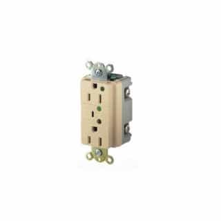 Eaton Wiring 20 Amp Duplex Receptacle w/ LED Indicator & Alarm, 2-Pole, 3-Wire, 125V, Ivory