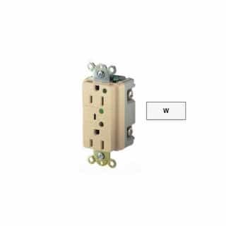 20 Amp Duplex Receptacle w/ LED Indicator & Alarm, 2-Pole, 3-Wire, 125V, White