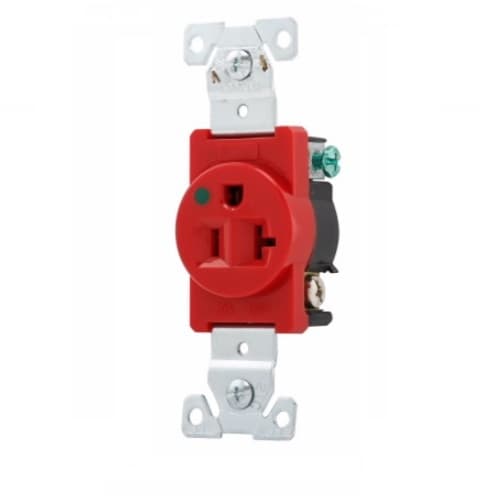 Eaton Wiring 20 Amp Premium Flush Mount Single Receptacle, Red