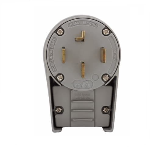 30 Amp Electric Plug, NEMA 18-30P, Angled, Grey