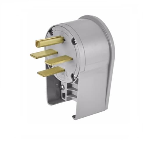 30 Amp Electric Plug, NEMA 15-30P, Power Style, Grey