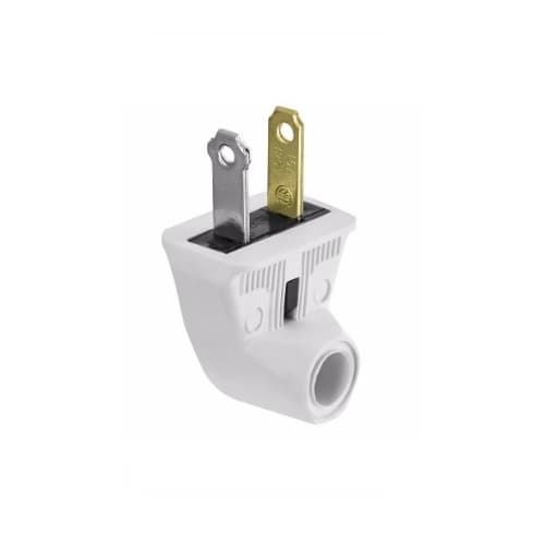Eaton Wiring 15 Amp Straight Blade Plug, Angled, 2-Pole, 2-Wire, #18-16 AWG, 125V, White