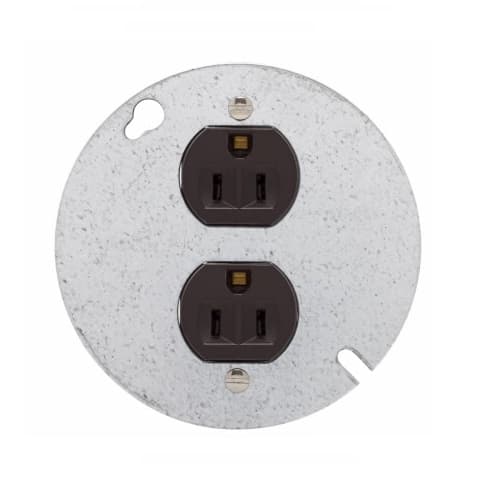 15 Amp Duplex Receptacle w/ 4" Steel Cover, 2-Pole, 3-Wire, #14-10 AWG, 125V, Brown