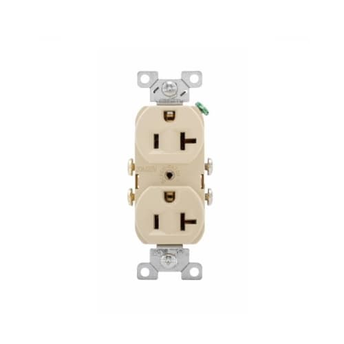 Eaton Wiring 20 Amp Duplex Receptacle, 2-Pole, 3-Wire, #14-10 AWG, 125V, Ivory