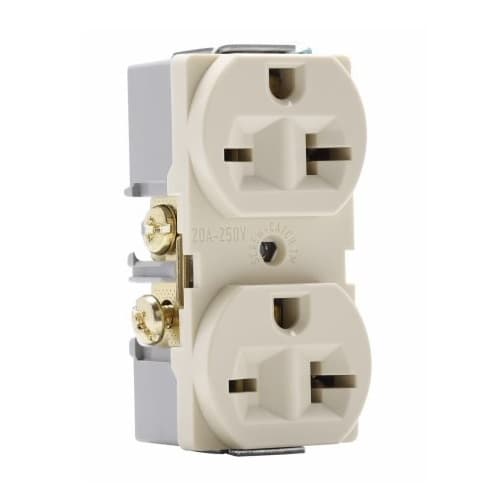Eaton Wiring 20 Amp Commercial Duplex Receptacle, 250V, Ivory