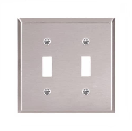 2-Gang Toggle Switch Wall Plate, Standard, Steel