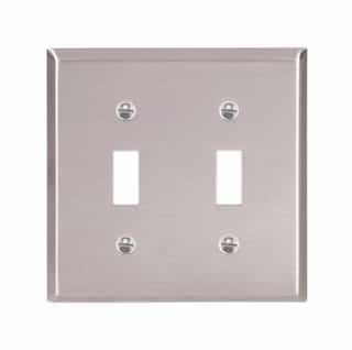 2-Gang Toggle Switch Wall Plate, Standard, Steel