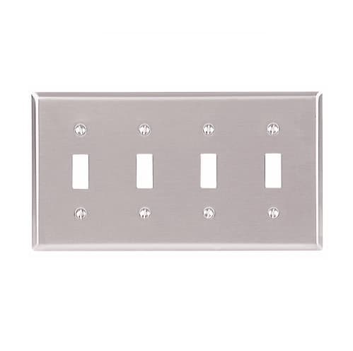 Eaton Wiring 4-Gang Toggle Switch Wall Plate, Standard, Steel