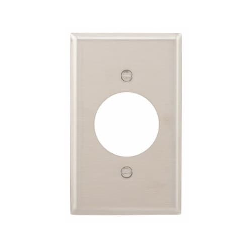 Eaton Wiring 1-Gang 1.59-in Power Outlet Wall Plate, Standard, Stainless Steel