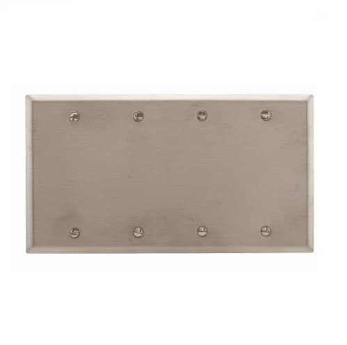 4-Gang Blank Wall Plate, Standard, Steel