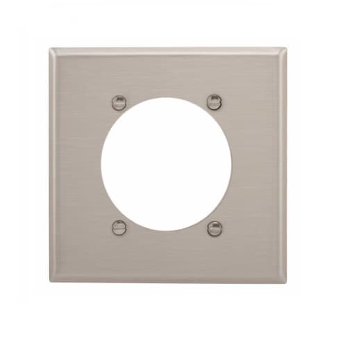 Eaton Wiring Power Outlet Wall Plate, 2.47" Hole, Stainless Steel