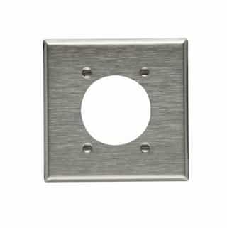 Standard Power Outlet, 2-Gang,  2.15" Hole, Stainless Steel