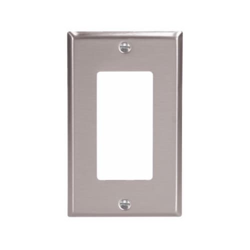 Eaton Wiring 1-Gang Decorator GFCI Wall Plate, Standard, Stainless Steel