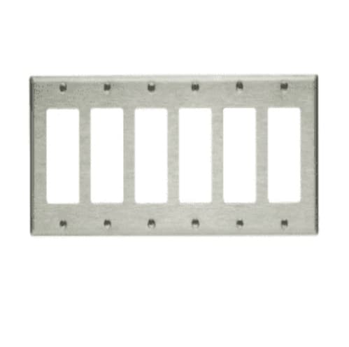 Eaton Wiring 6-Gang Decora Wall Plate, Standard Size, Steel