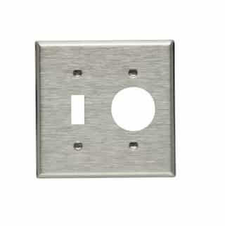 Standard Combination Wall Plate, 2-Gang, Stainless Steel