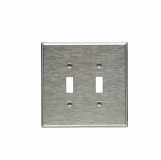 Eaton Wiring 2-Gang Toggle Switch Wall Plate, Oversize, Steel